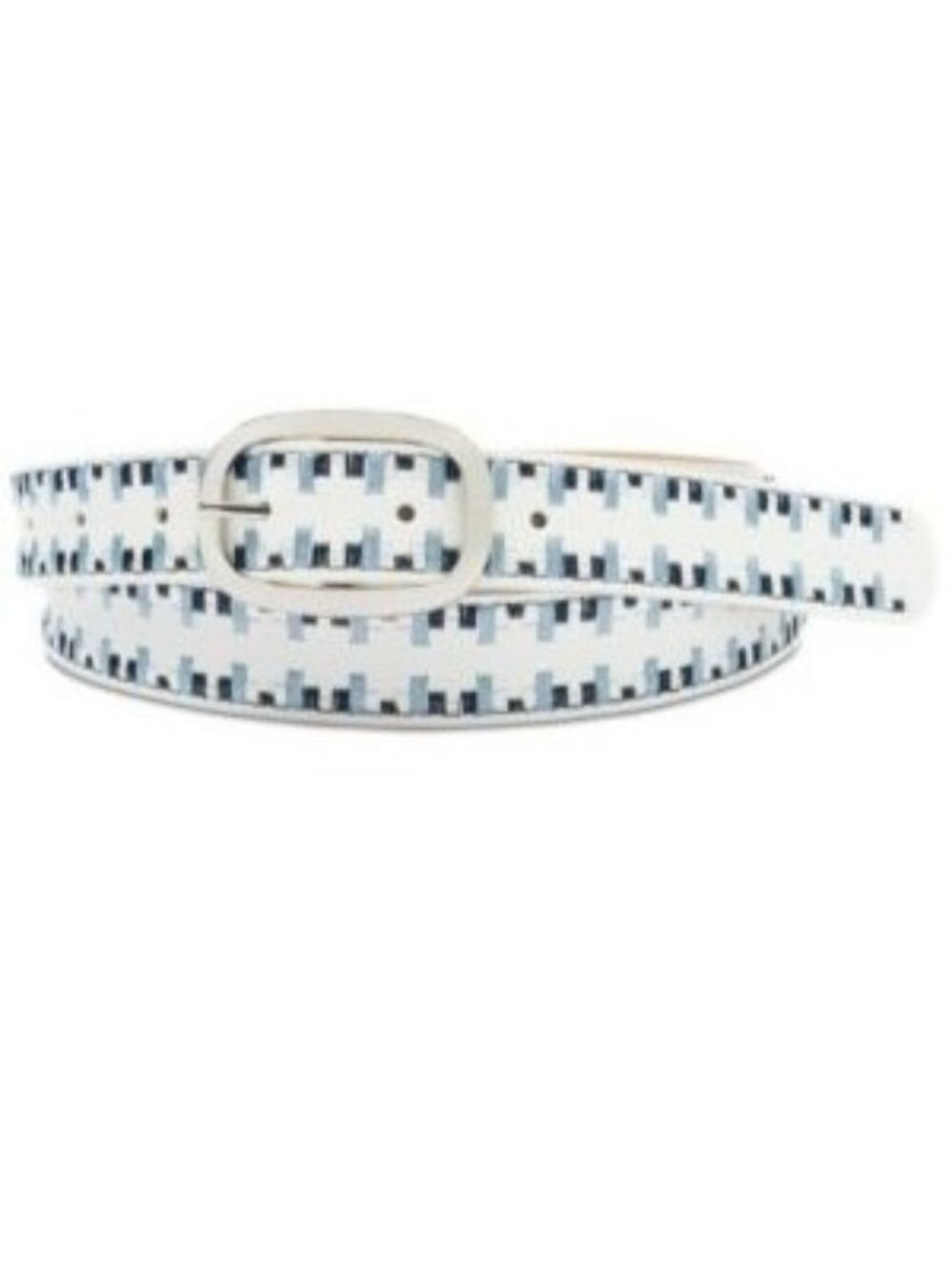 INC International Concepts Women S Laced Edge Belt, White/Blue, Sz. S